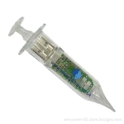 Injector USB thumb drives, made of plastic, funny gifts to present, full capacity, 3-year warrantyNew